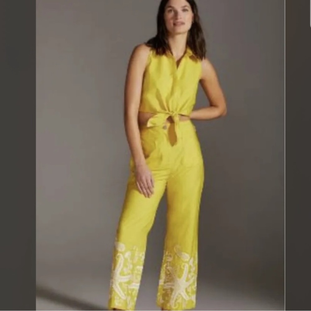 Anthro Maeve - 2 piece yellow pants and top set